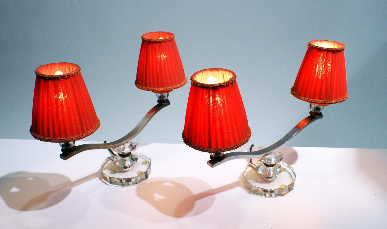 Stunning Pair Of Art Deco Table Lamp In The Style Of Jules Leleu photo for sale