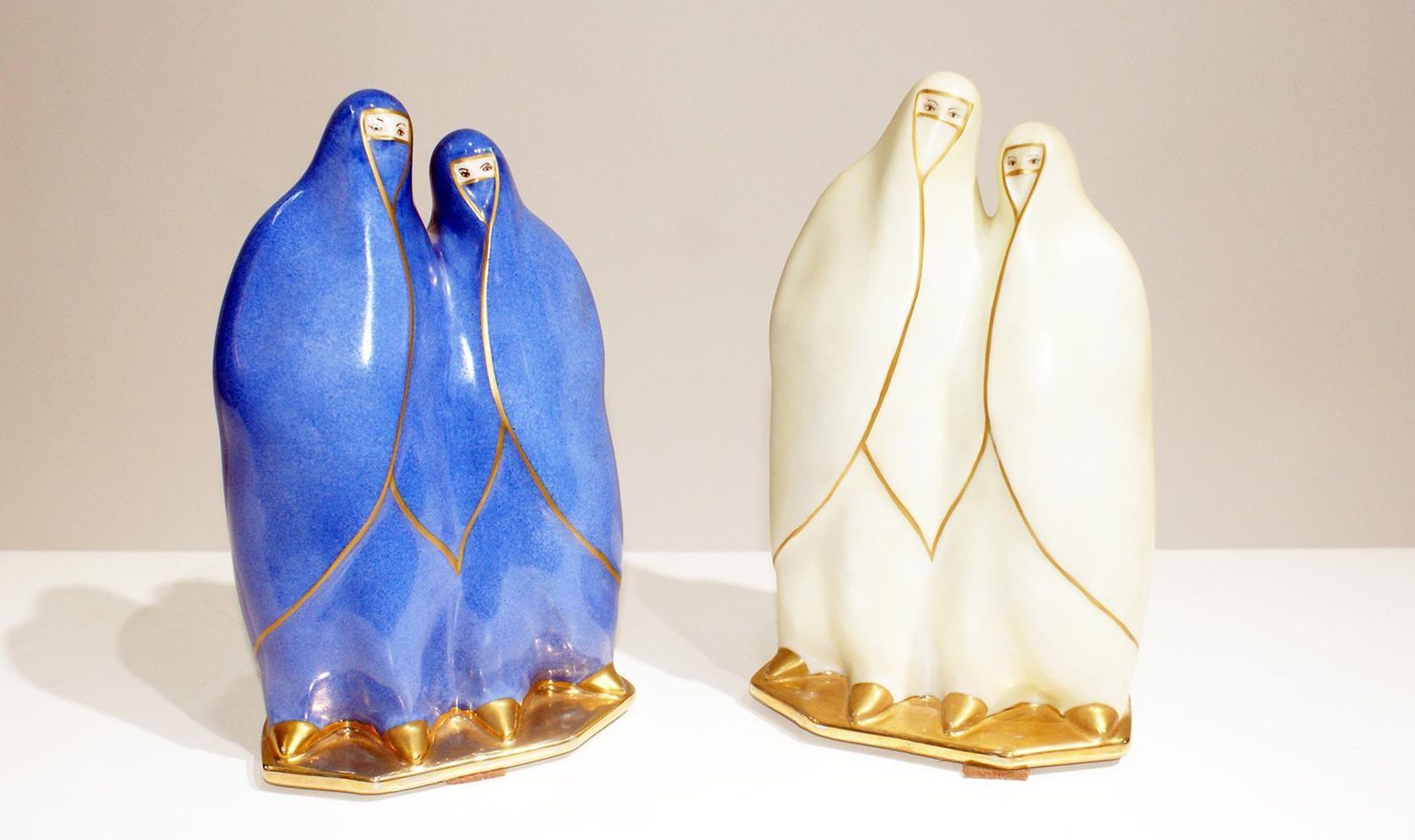 Pair Of French Art Deco Porcelain Figural Lamp Signed Limoges photo furniture