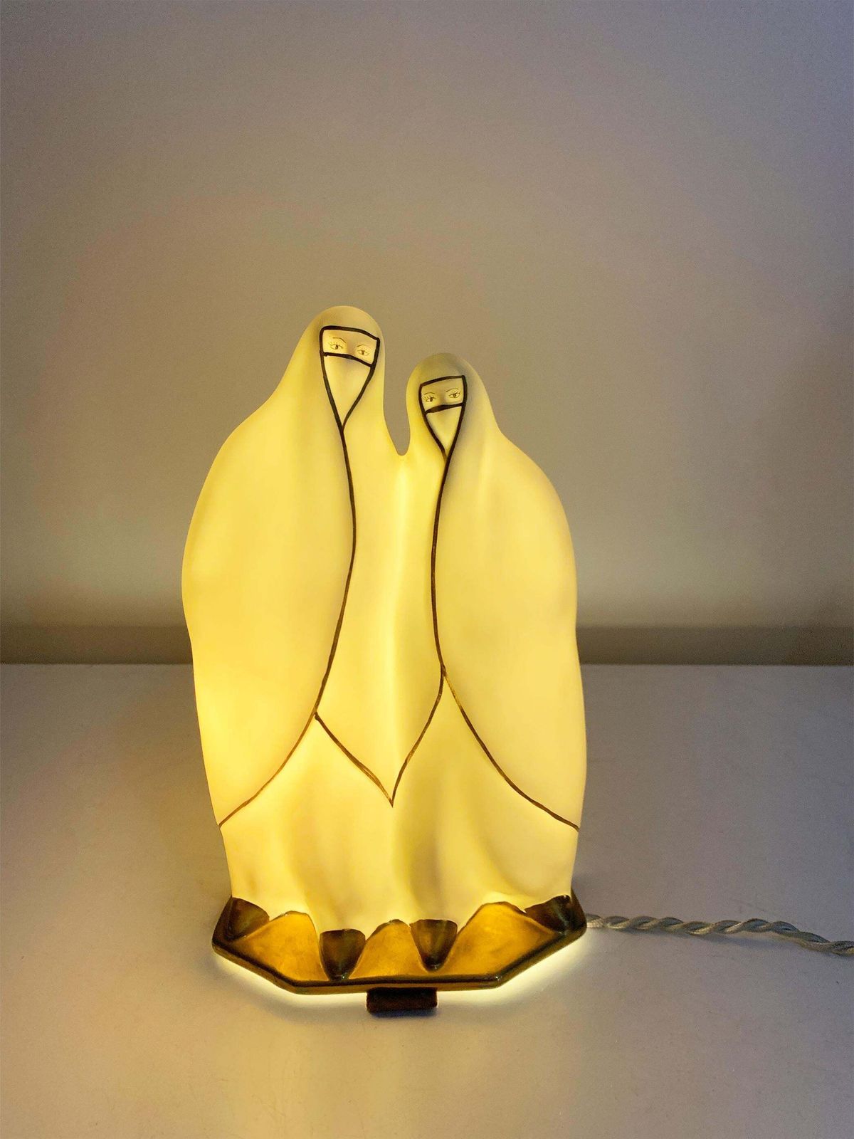 photo furniture Pair Of French Art Deco Porcelain Figural Lamp Signed Limoges