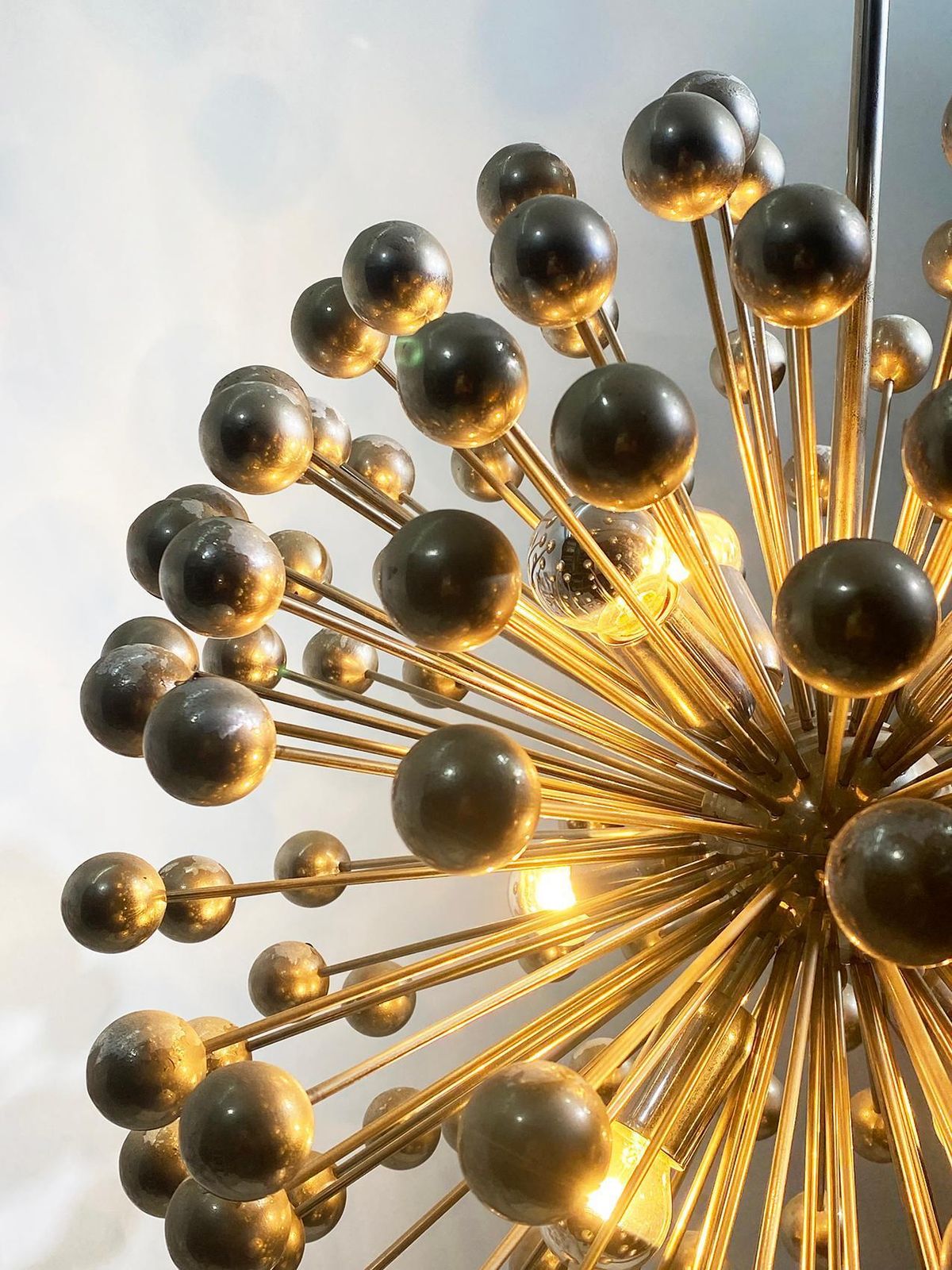 Mid Century Italian Chromed Sputnik Chandelier, 1960s photo vintage