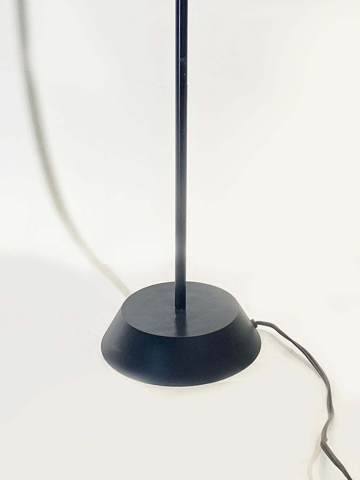French Brass And Black Metal Floor Lamp With 3 Glass Lights, 1950s photo for sale