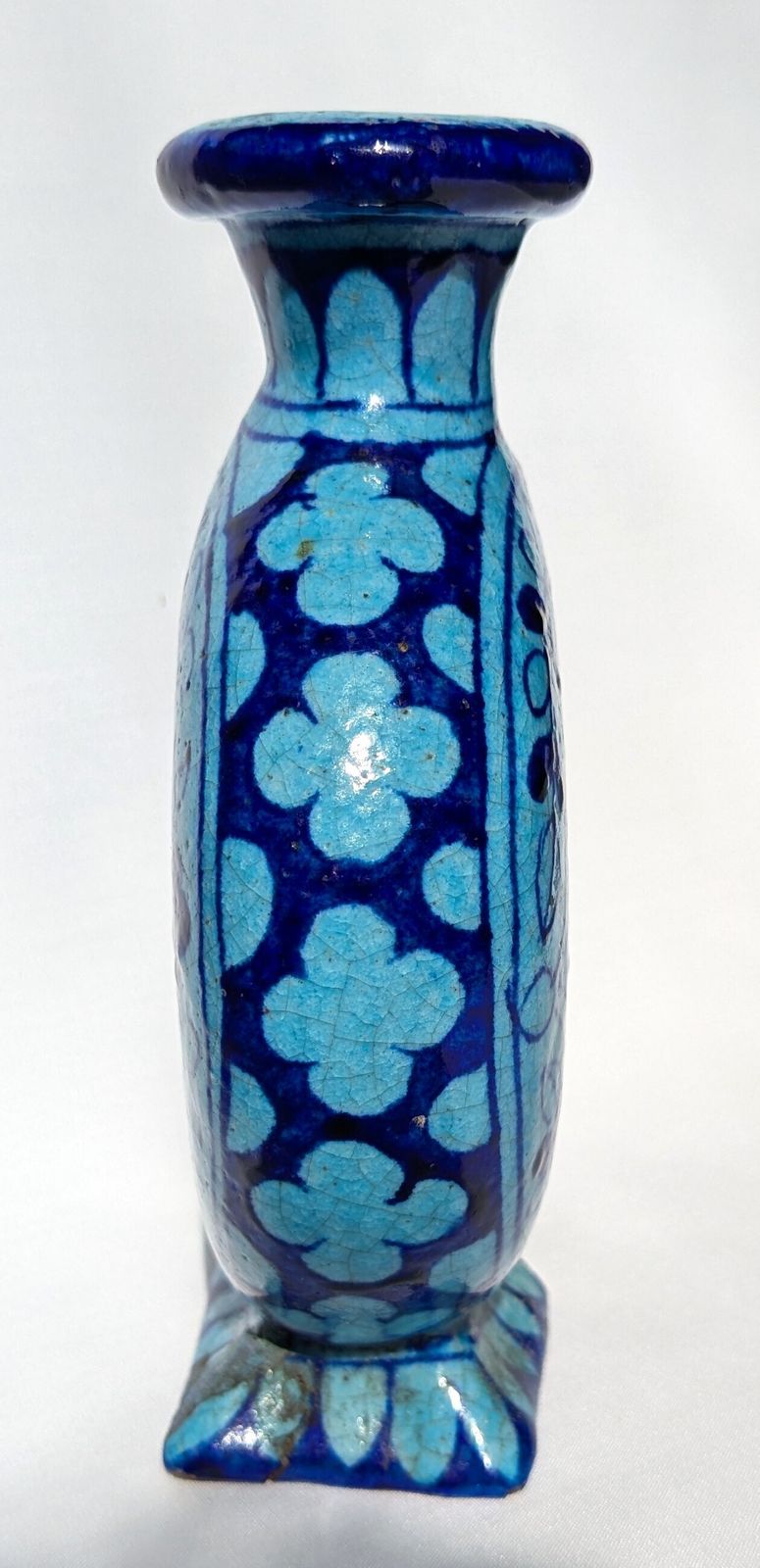 Antique Islamic Moon Flask With Blue Flowers & Calligraphy From Multan photo furniture