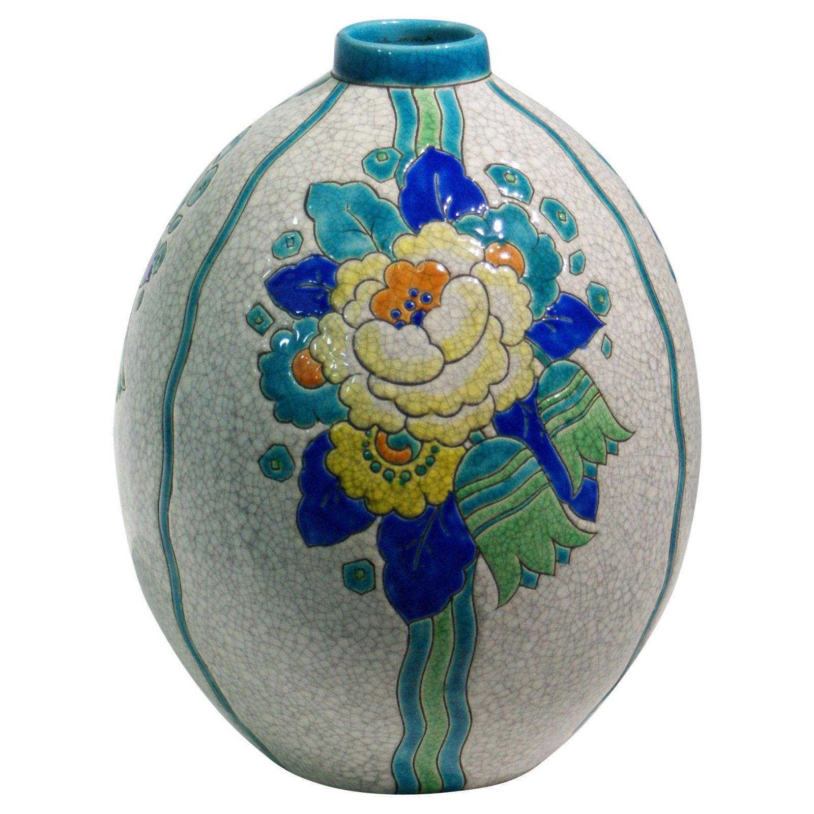 Art Deco "Craquelé" Vase By Charles Catteau For Keramis, 1920s