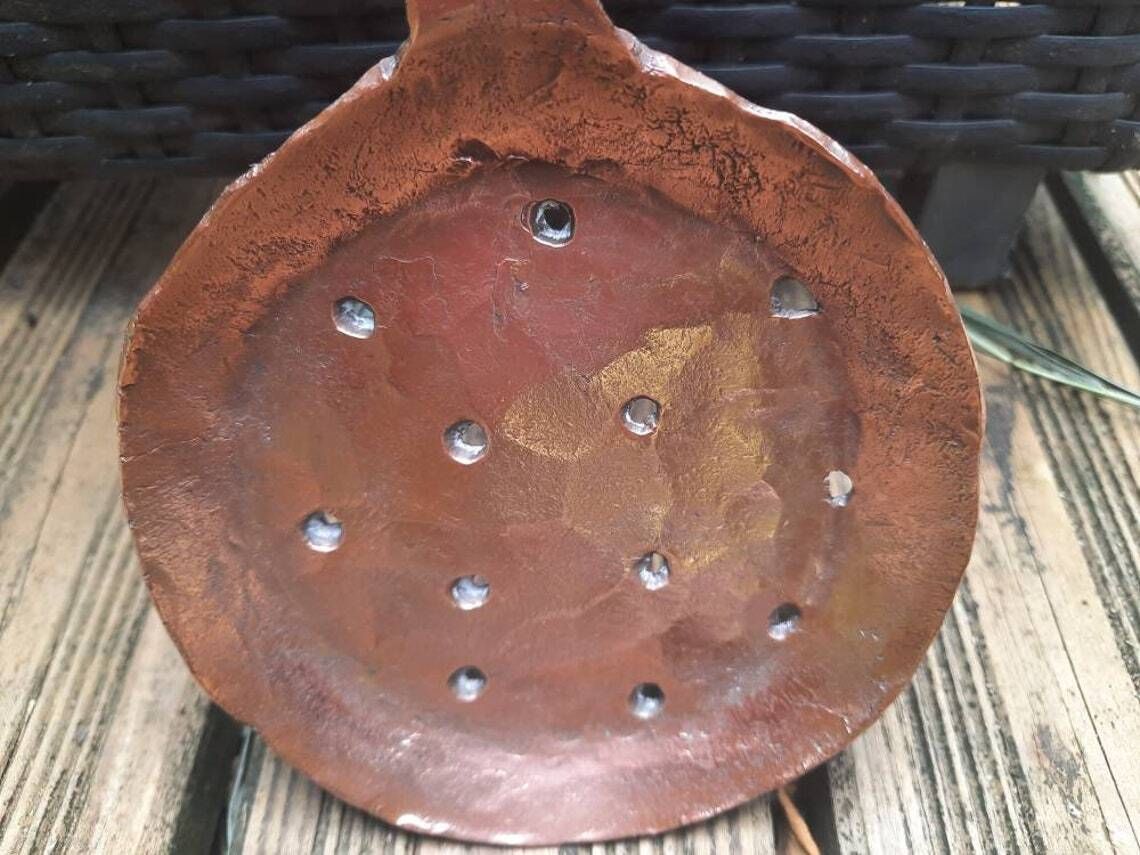 Antique French Copper Ladle: Hand Forged Colander Skimmer, 1800s Cookware photo buy
