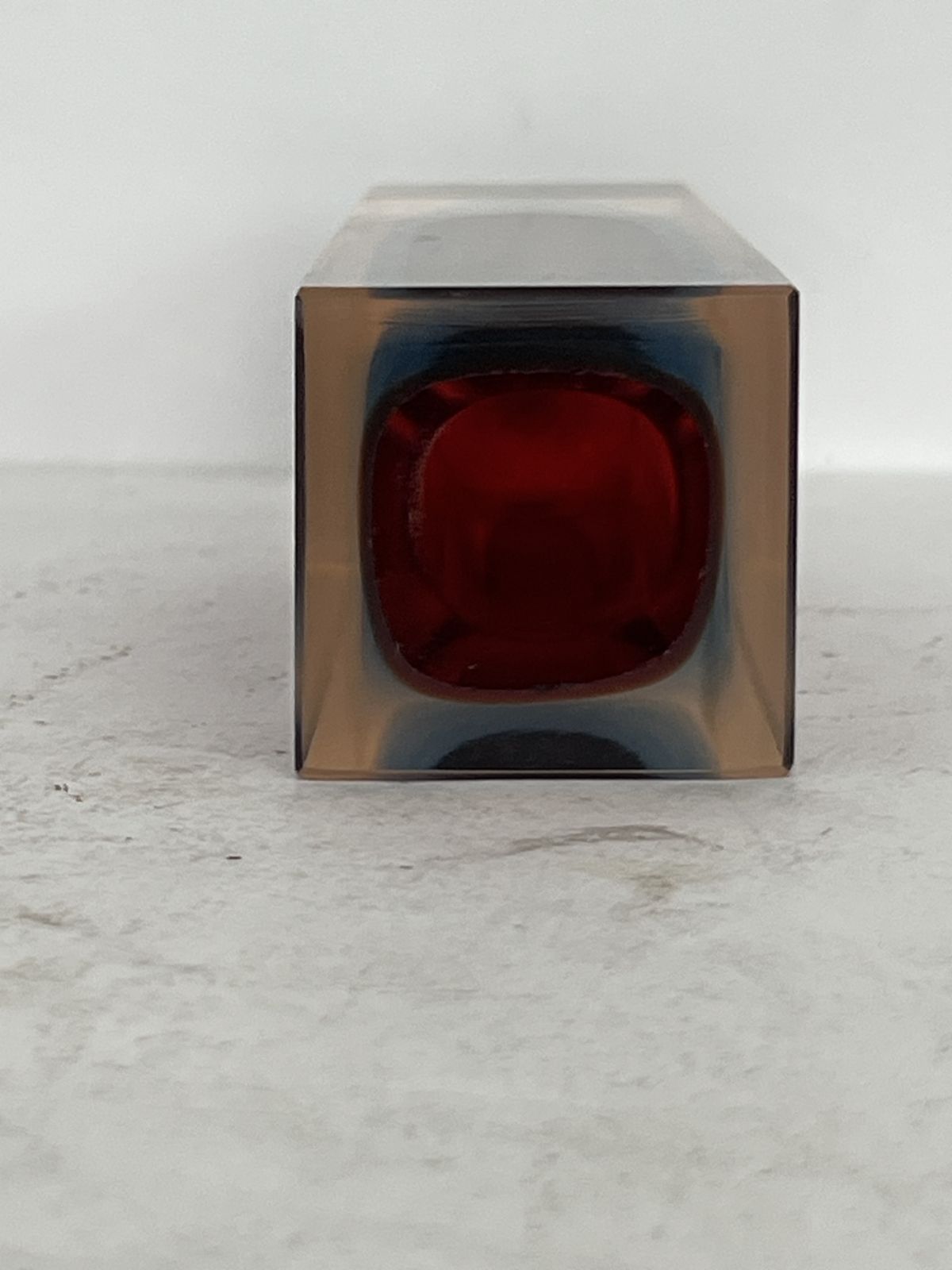 Small Murano Sommerso Block Vase, Red, Blue & Pink, 14cm X 6cm, C. 1960s–70s photo vinterior