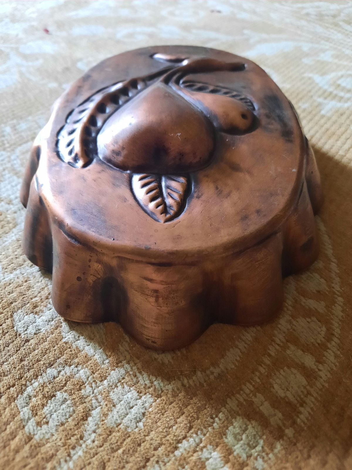 Vintage French Copper Jelly Mold: Pear Design Cottagecore Kitchen Decor photo furniture