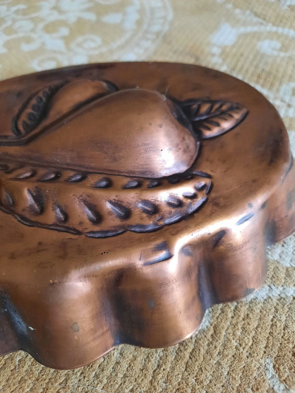 Vintage French Copper Jelly Mold: Pear Design Cottagecore Kitchen Decor photo for sale