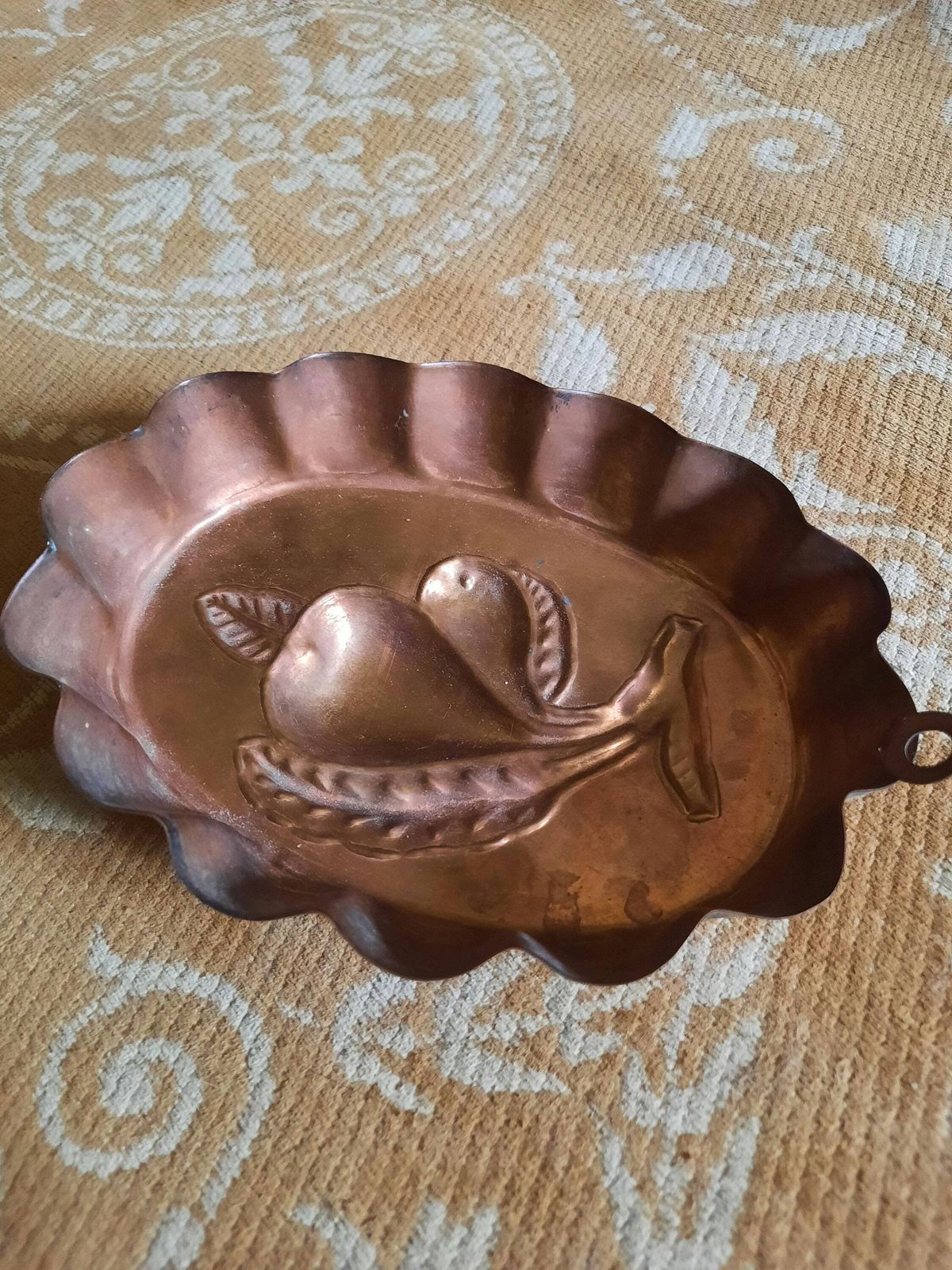 photo for sale Vintage French Copper Jelly Mold: Pear Design Cottagecore Kitchen Decor