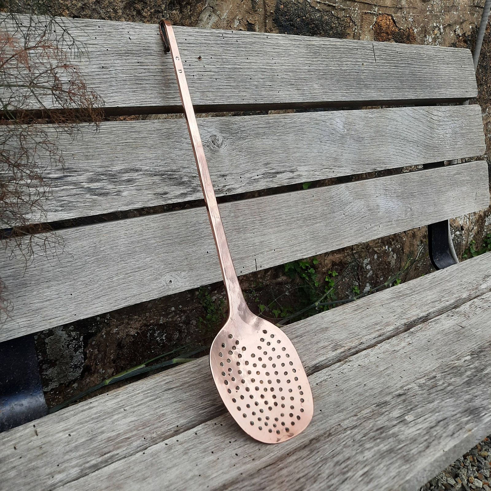 Antique French Copper Jam Pan Skimmer Ladle: Chateau Kitchen Utensil photo buy