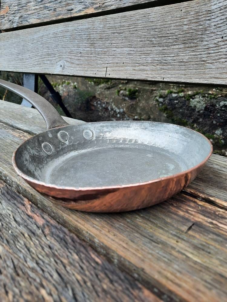 Vintage Dehillerin Copper Saute Pan: Tin Lined French Skillet photo vintage