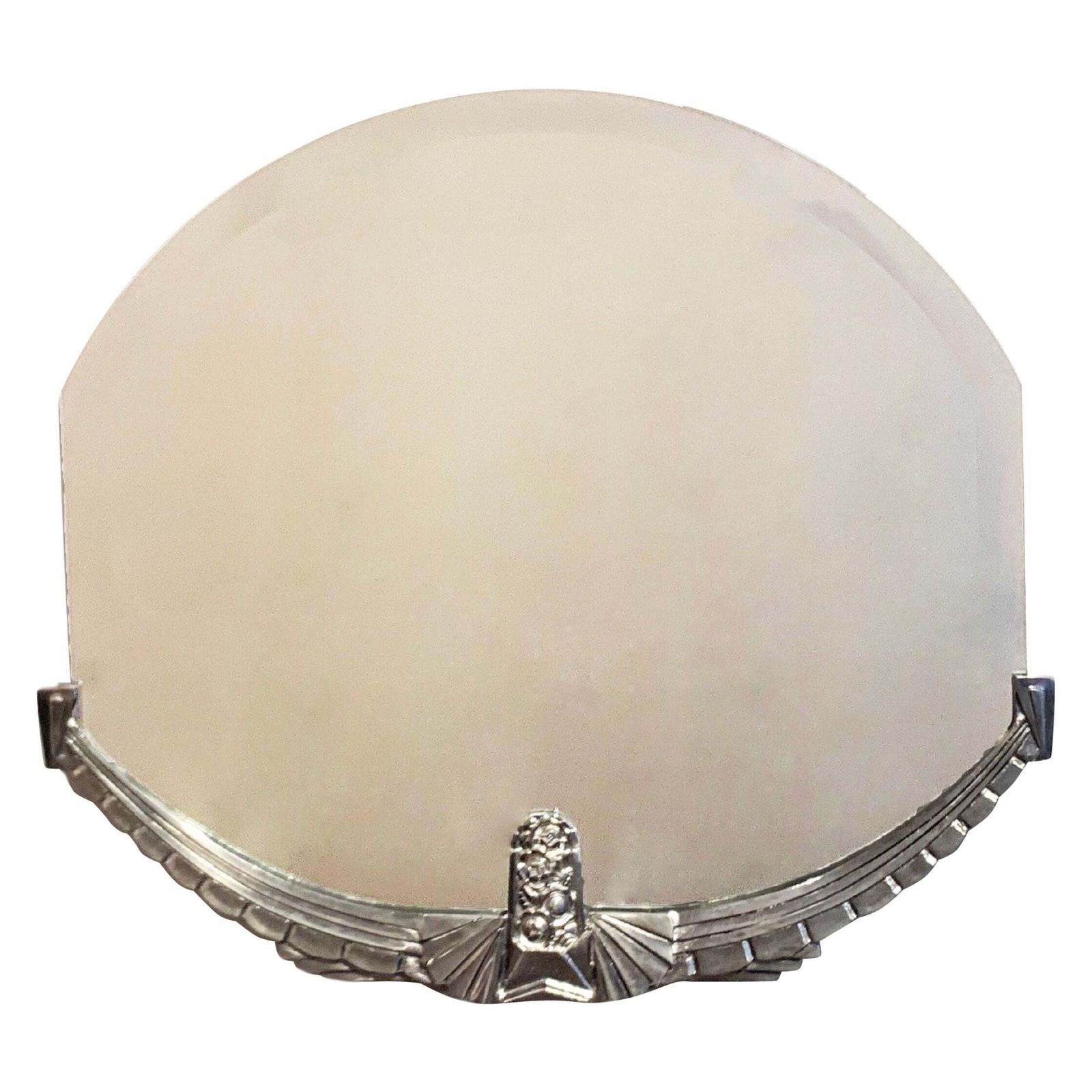 Late 20th Century Nickel  Plated French Art Deco Wall Mirror