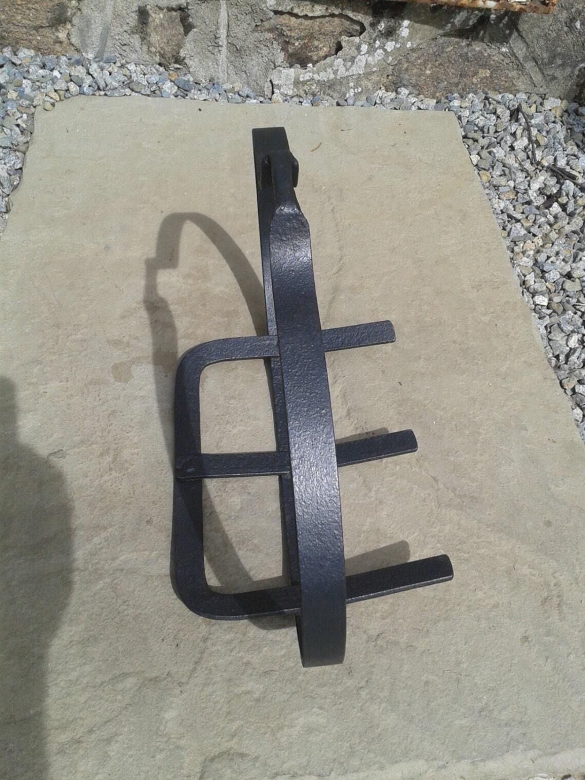 Hand Forged Iron Hanging Trivet: Antique French Fireside Cookware photo Home Decor