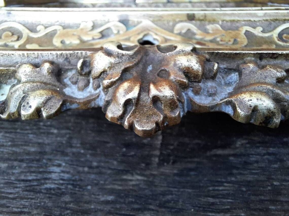 Antique Bronze Double Inkwell: Gothic Chateau Armorial Desktop Set photo 397.0