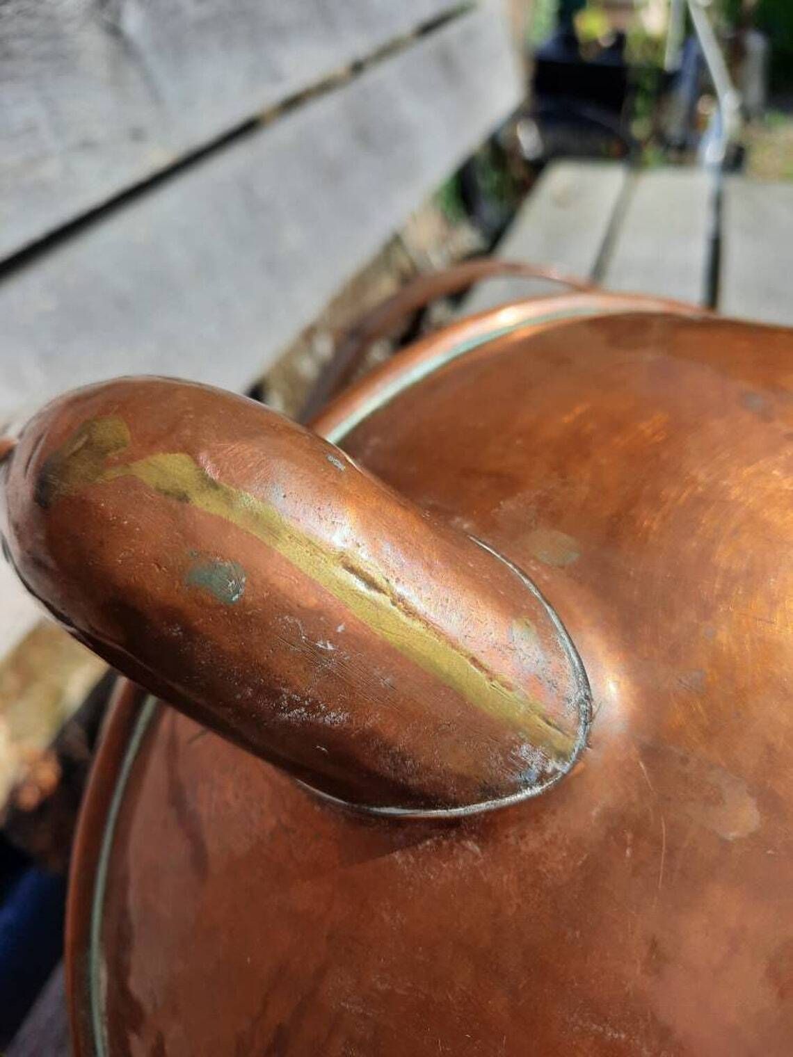 Antique French Copper Kettle: Tall Artisan Teapot, Villedieu Stamped photo vinterior
