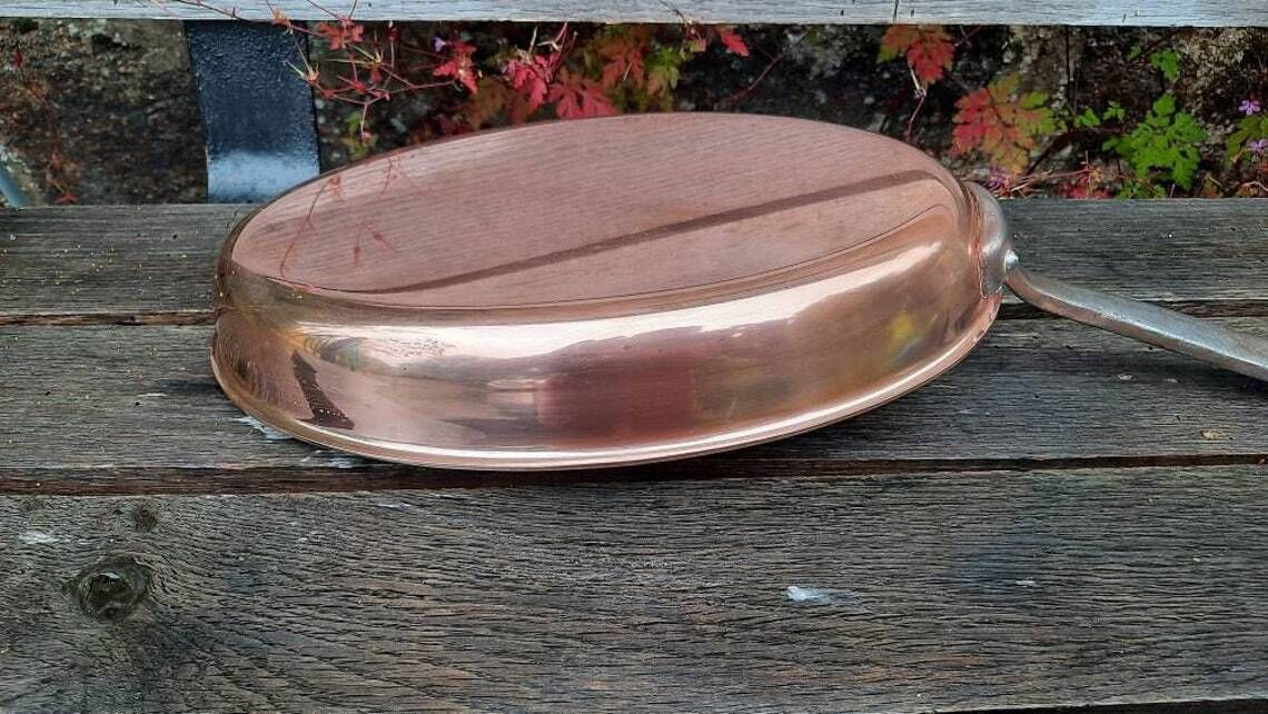 Villedieu Copper Fish Skillet: French Artisan Stainless Steel Lined Pan photo Home Decor