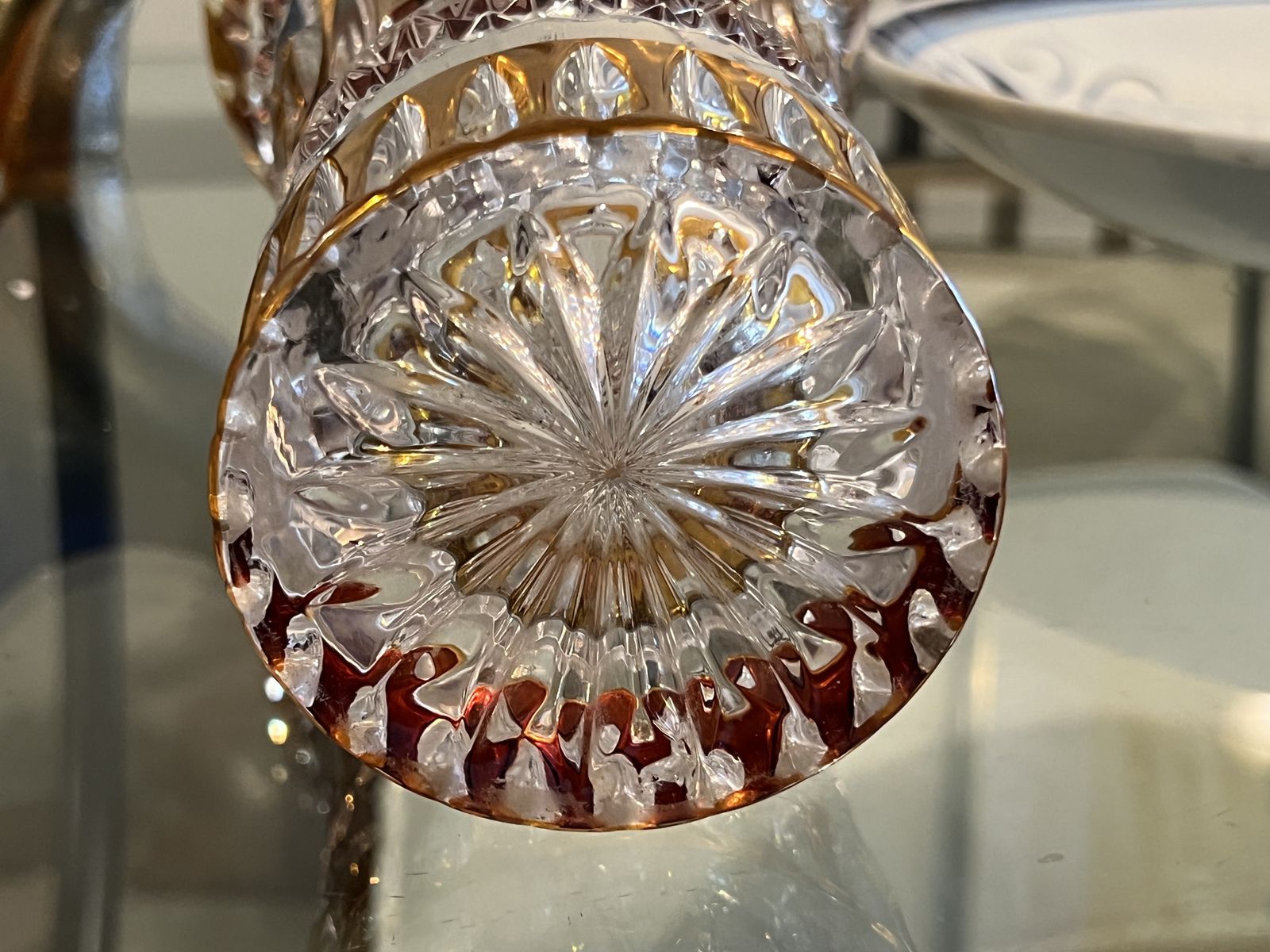 Val Saint Lambert Crystal Vase – Amber Cut To Clear photo furniture