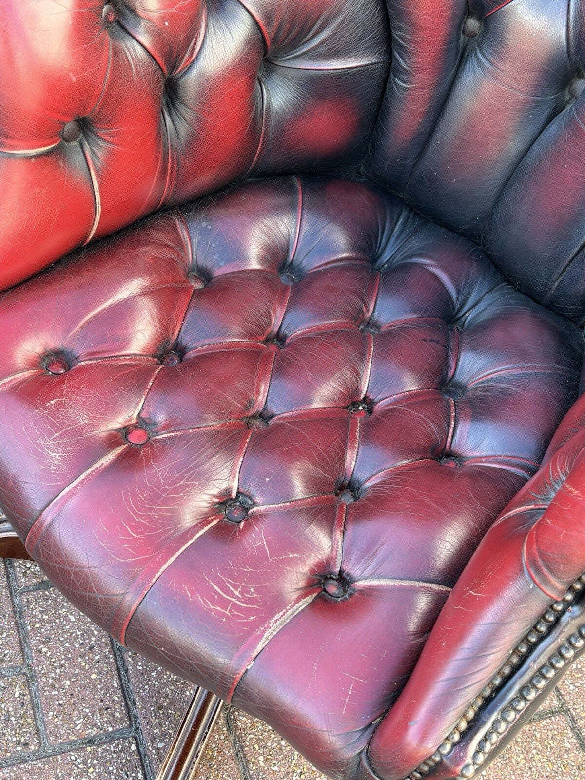 Red Leather Chesterfield Directors Swivel Armchair photo furniture
