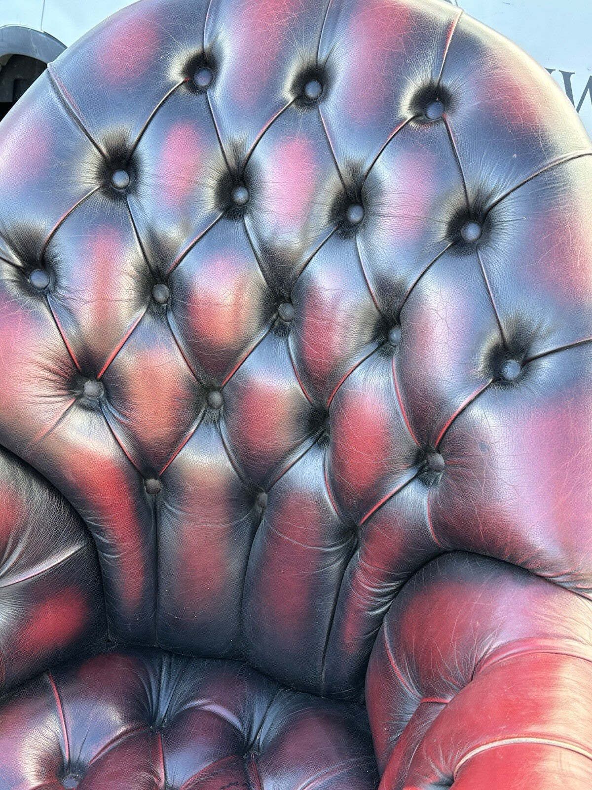 Red Leather Chesterfield Directors Swivel Armchair photo for sale