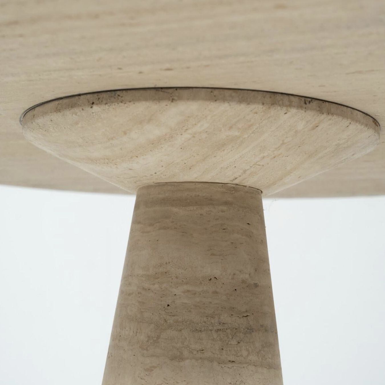 Mid Century Travertine Dining Table In Style Of Angelo Mangiarotti, Italy, 1970s photo furniture