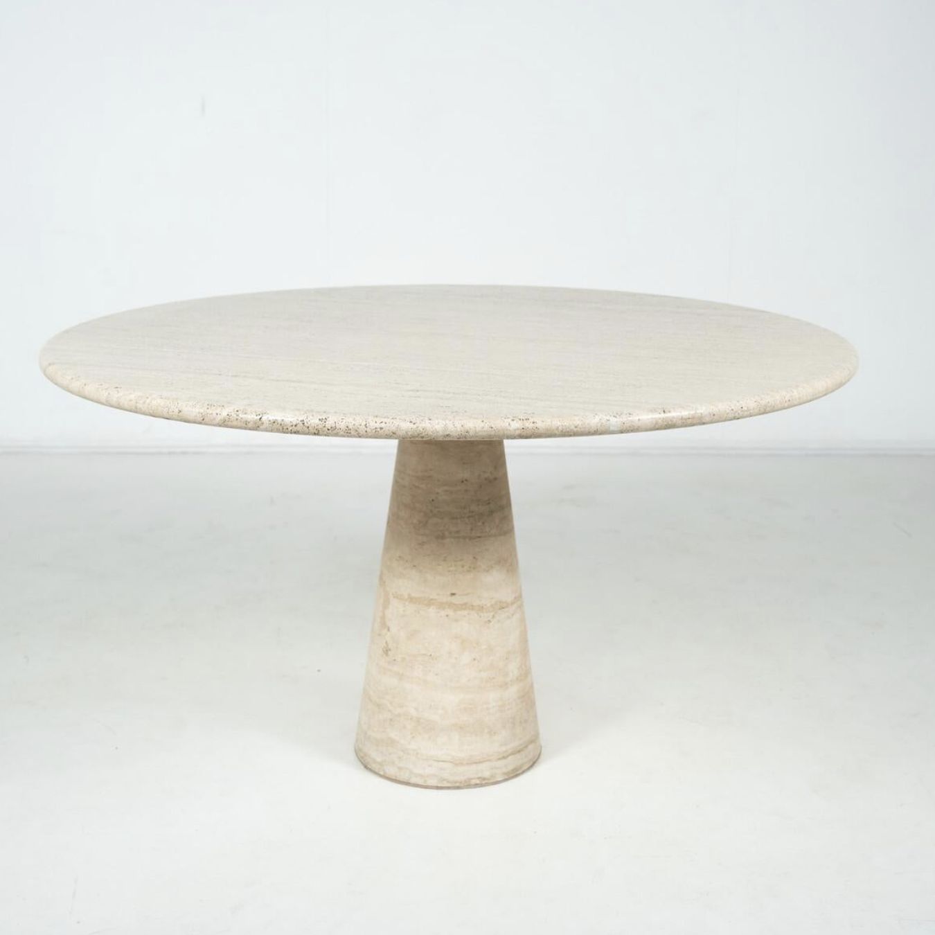 Mid Century Travertine Dining Table In Style Of Angelo Mangiarotti, Italy, 1970s photo for sale