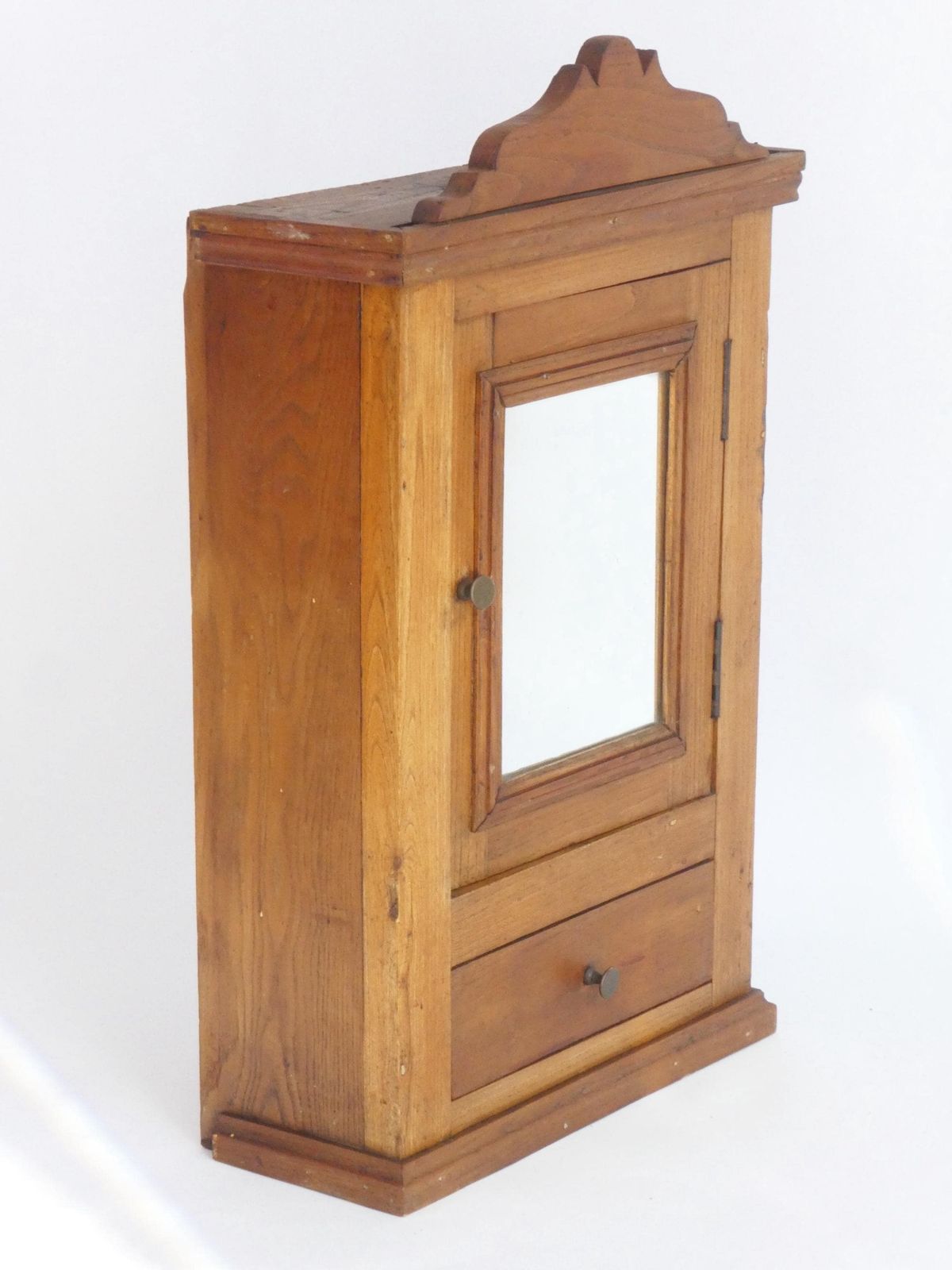 Antique Art Deco Wooden Cabinet With Mirror, Apothecary With Mirror And Shelf, Wall Farmhouse Decor photo vintage