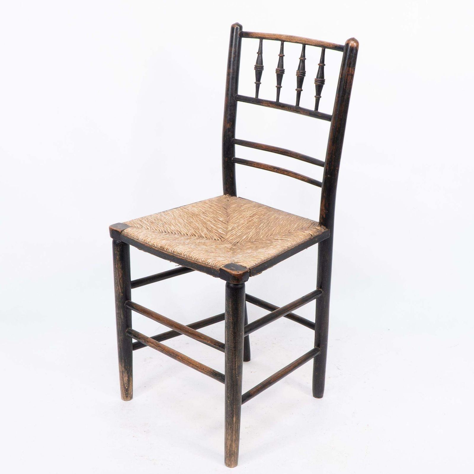 Attributed To Philip Webb Aesthetic Movement Original Rush Seat Sussex Chair photo for sale