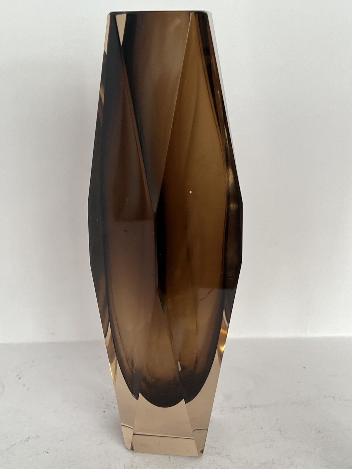 Murano Faceted Brown Glass Vase (22cm X 9cm), 1960’s photo buy