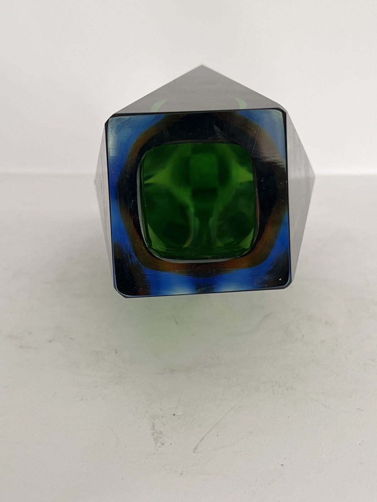 Murano Faceted Four Layer Sommerso Glass Vase - Mid Century Modern photo for sale