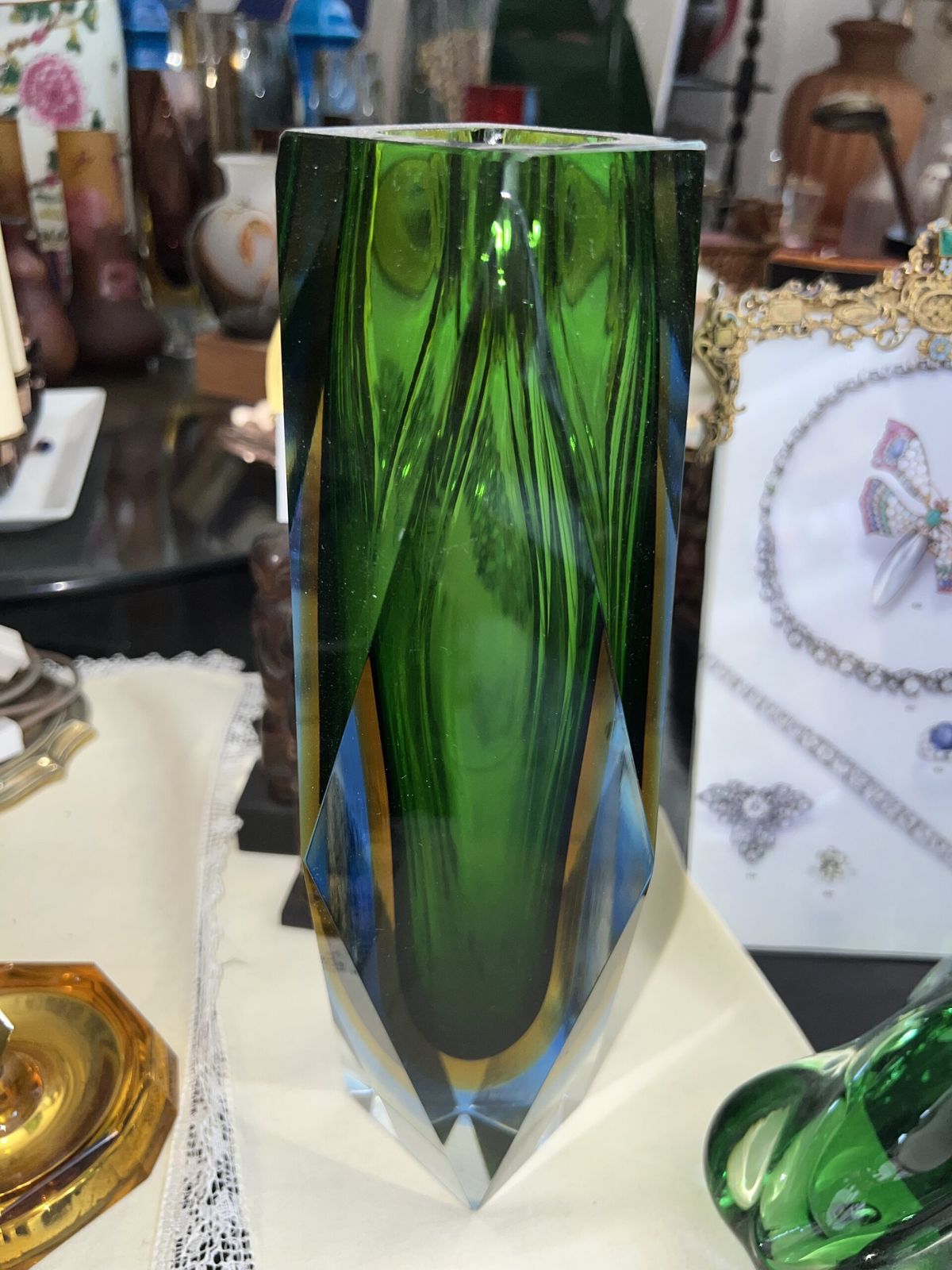 Murano Faceted Four Layer Sommerso Glass Vase - Mid Century Modern photo 524.0