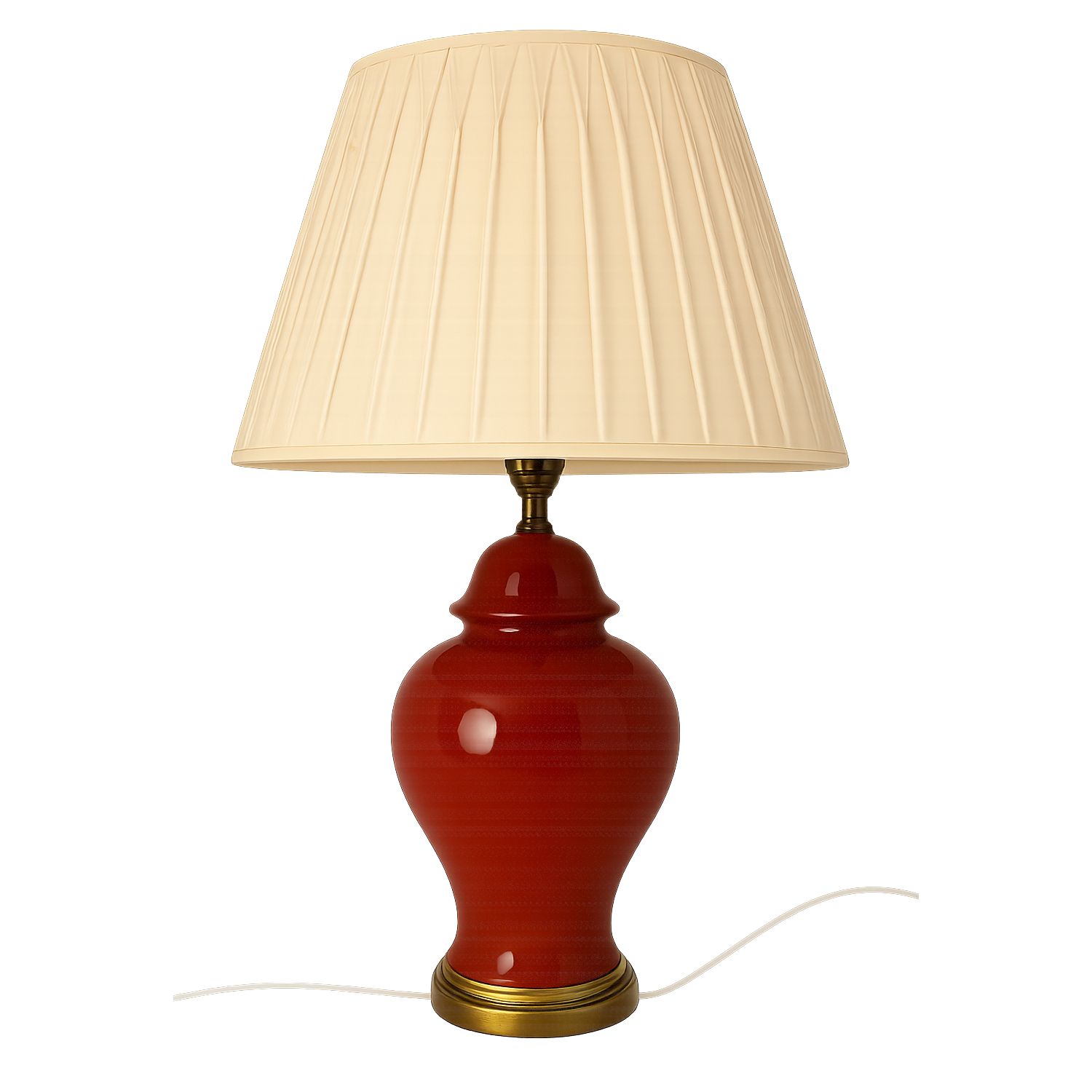 Vintage Terracotta Hollywood Regency Style Table Lamp With Pleated Shade. Mid 20th Century