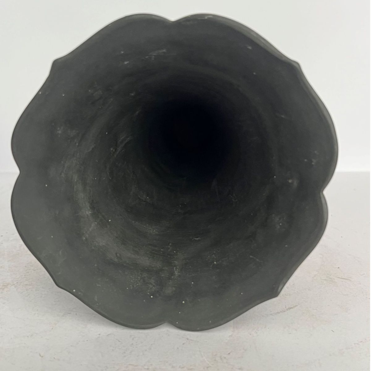 19th Century Wedgwood Black Basalt Trumpet Vase – Floral & Vine Relief photo furniture