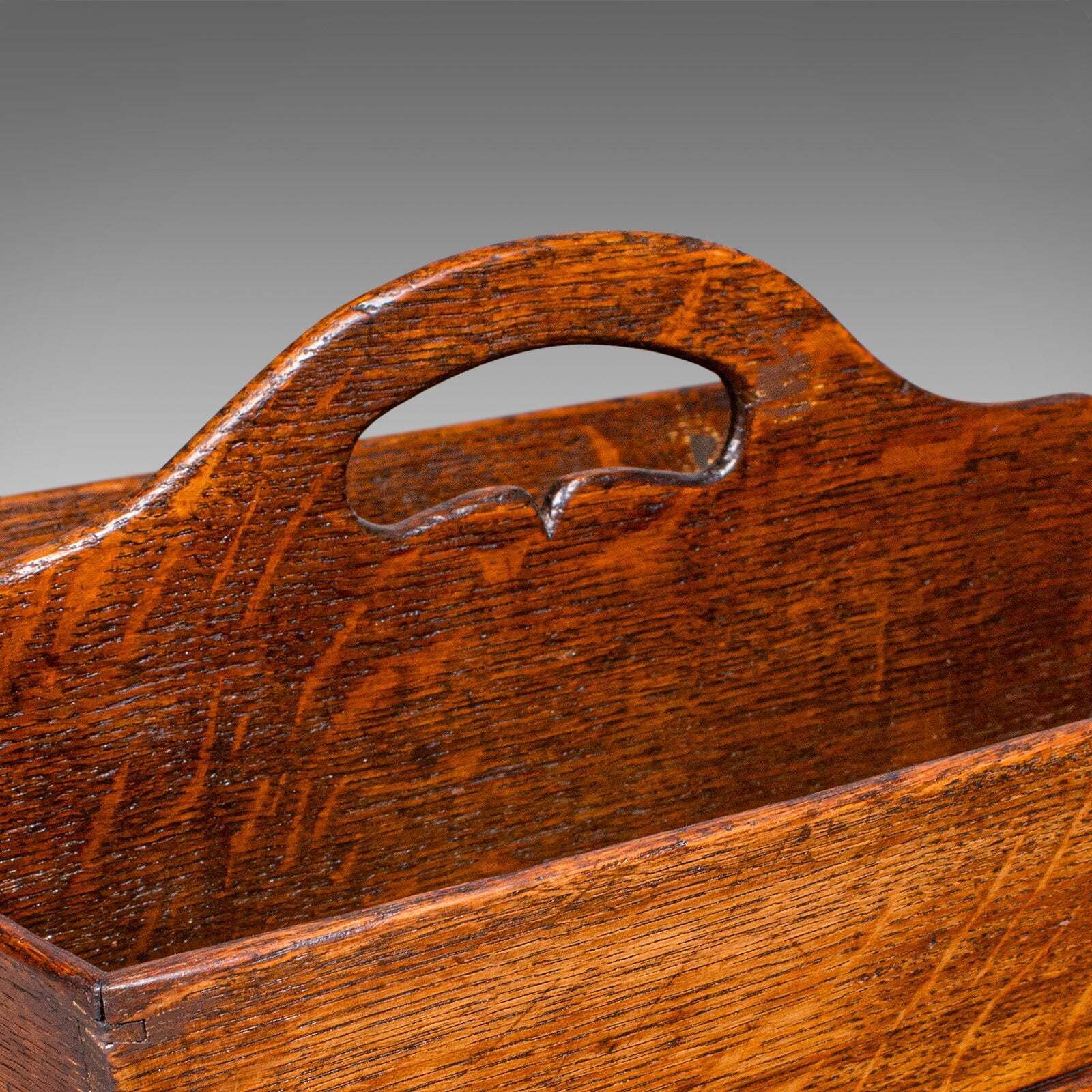 Antique Ladies Country Kitchen Work Box, English, Oak, Garden Trug, Victorian photo vintage