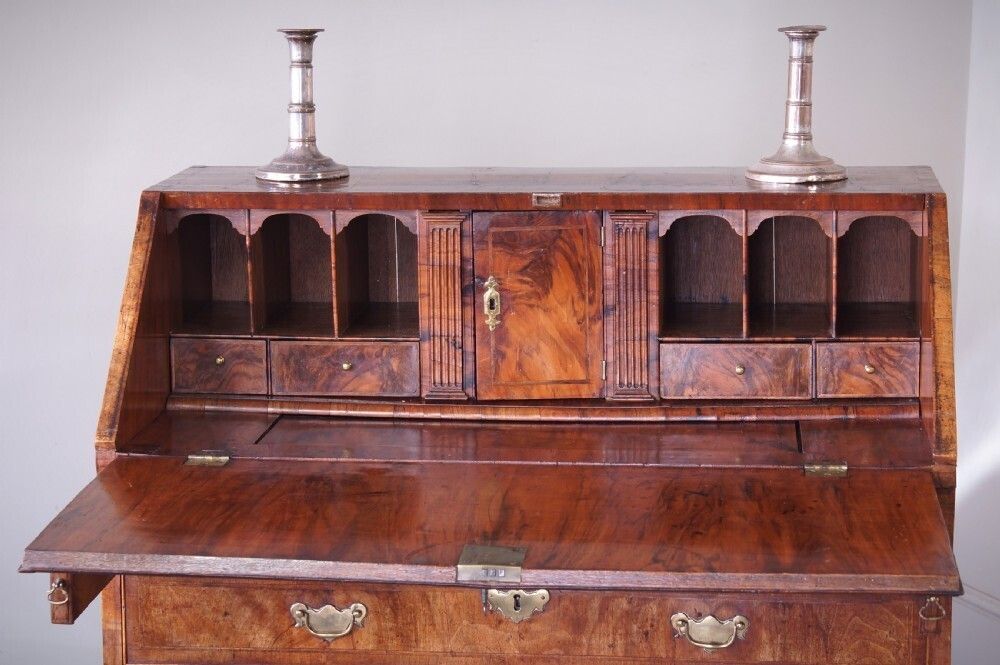 Furniture George II Walnut Bureau, 18th Century And Earlier photo