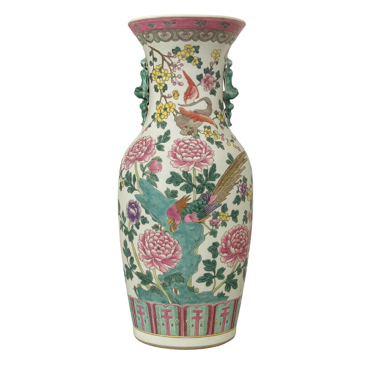 Famille Rose Chinese Cloisonné Style Vase 60 Cm (H) × 23 Cm (W)