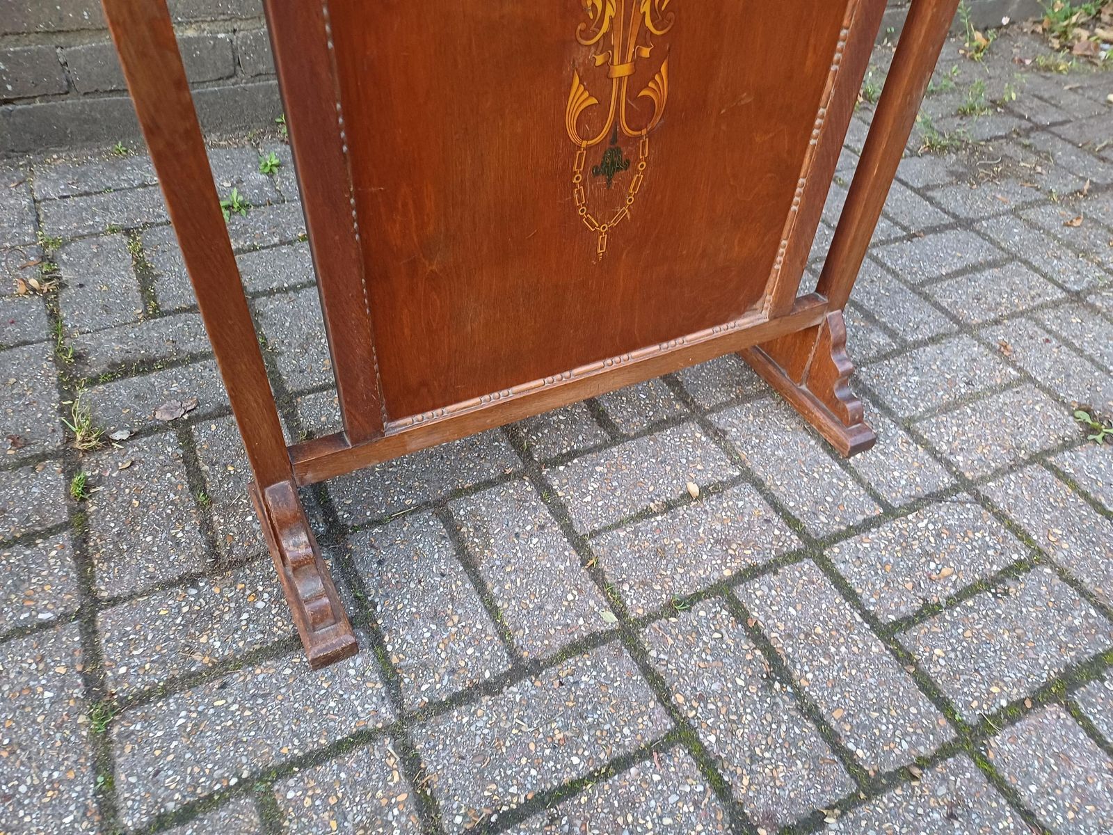 Rare Antique Arts & Crafts Fire Screen With Art Deco Frame Art Nouveau Inlaid Panel – Unique Bespoke Decorative Piece Fireplace Guard photo buy