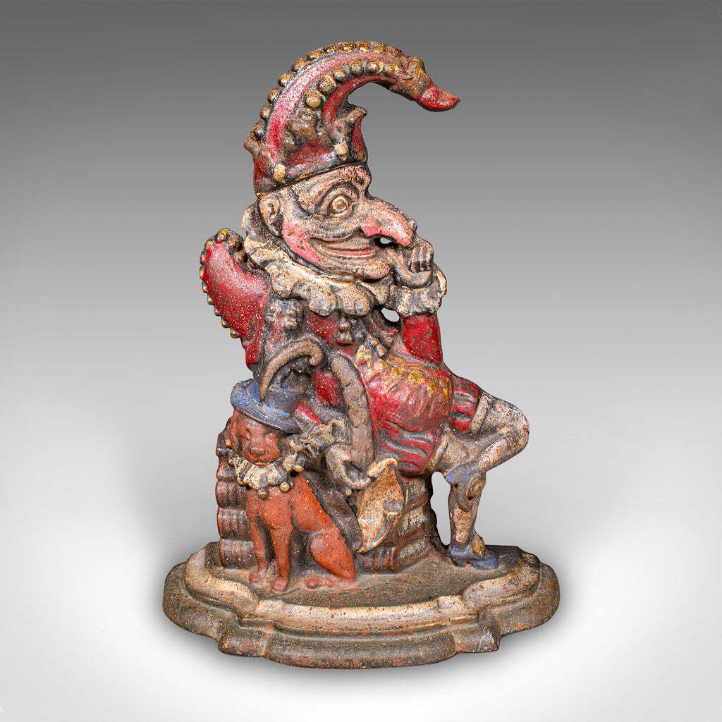 Antique Mr Punch Doorstop English Painted Figure Door Keeper Victorian 1880 photo furniture