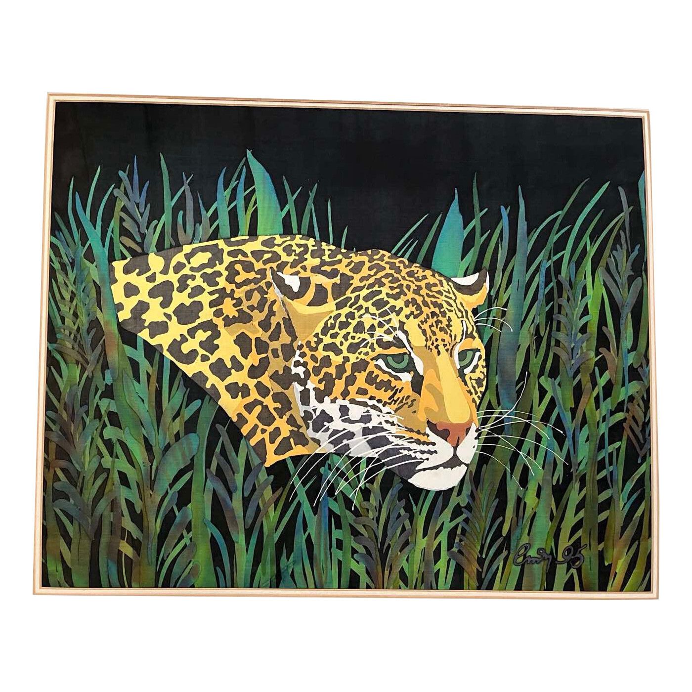 Anthi Hadjinikolaou, Leopard, Painting On Silk, 1995