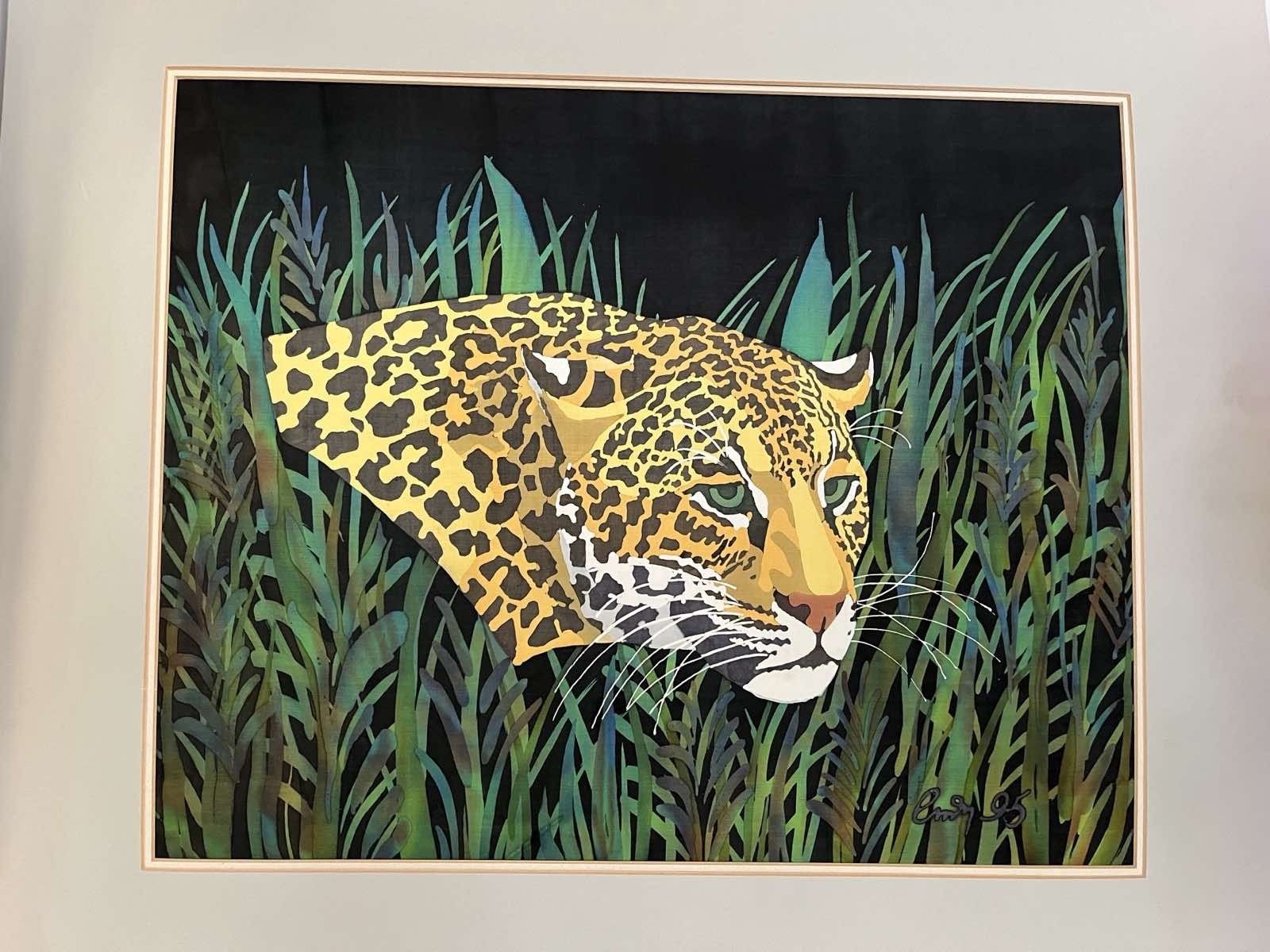 Anthi Hadjinikolaou, Leopard, Painting On Silk, 1995 photo Art