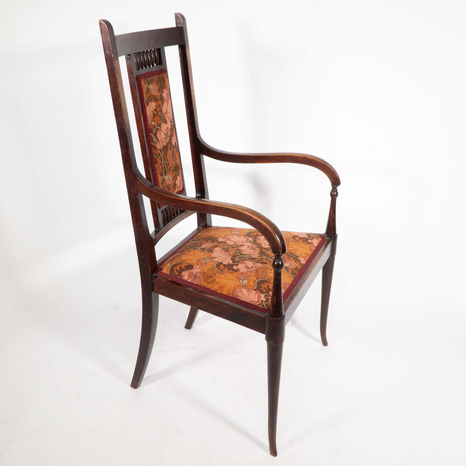 George Walton For John Rowntree's Cafe. An Arts And Crafts Walnut Armchair photo 5500.0