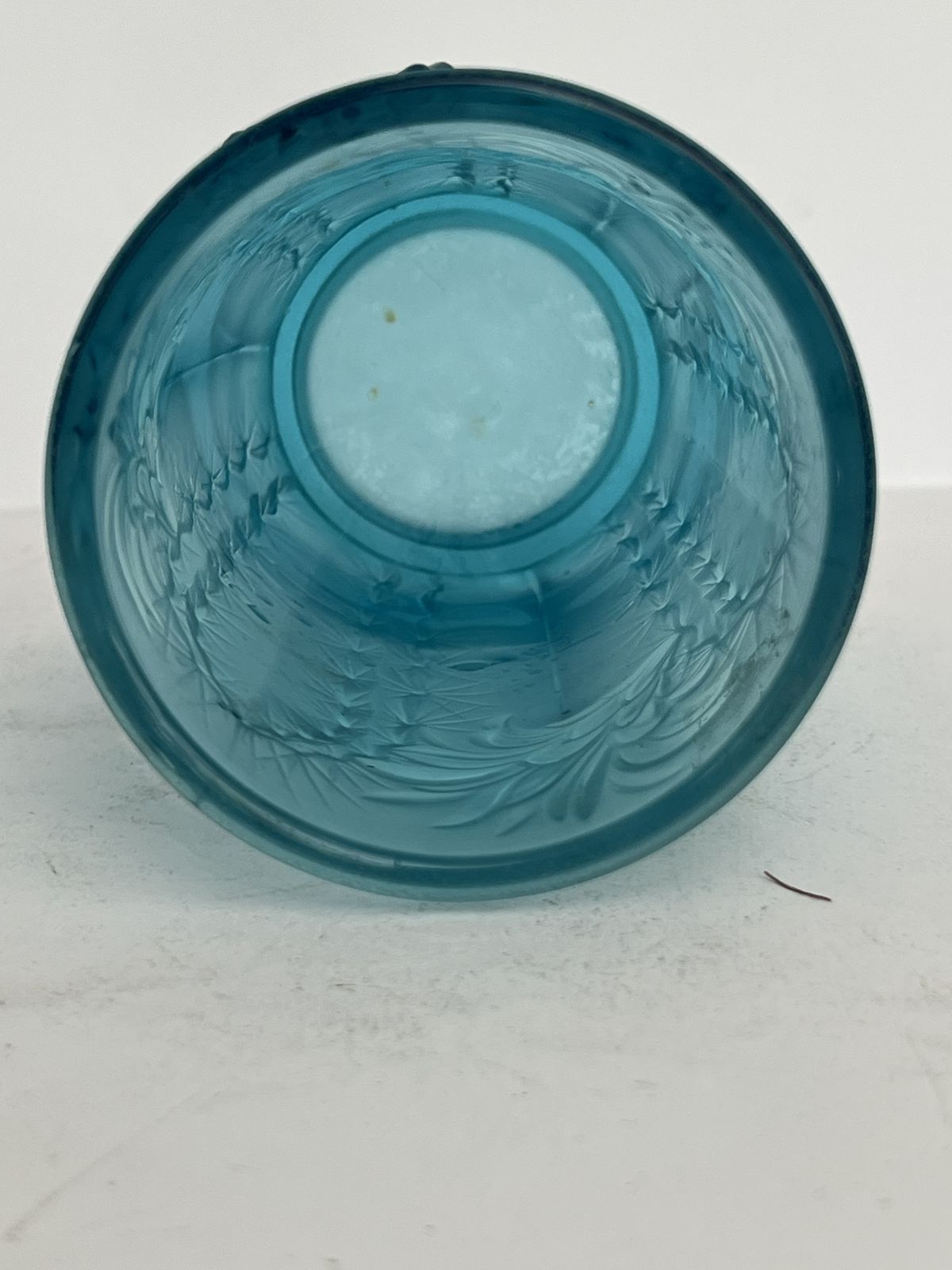 Josef Inwald “Barolac” Art Deco Frosted Vase — Ice Blue Pressed Glass, Czechoslovakia, C. 1930s photo 131.0