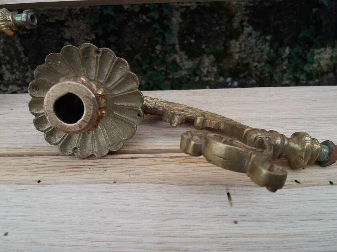 Antique French Bronze Candle Sconces: Floral Empire Lighting Pair photo buy