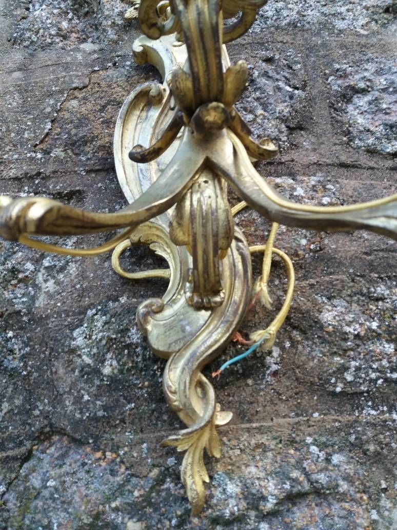 Antique Bronze Ormolu Wall Sconces: French Chateau Lighting Pair photo Home Decor