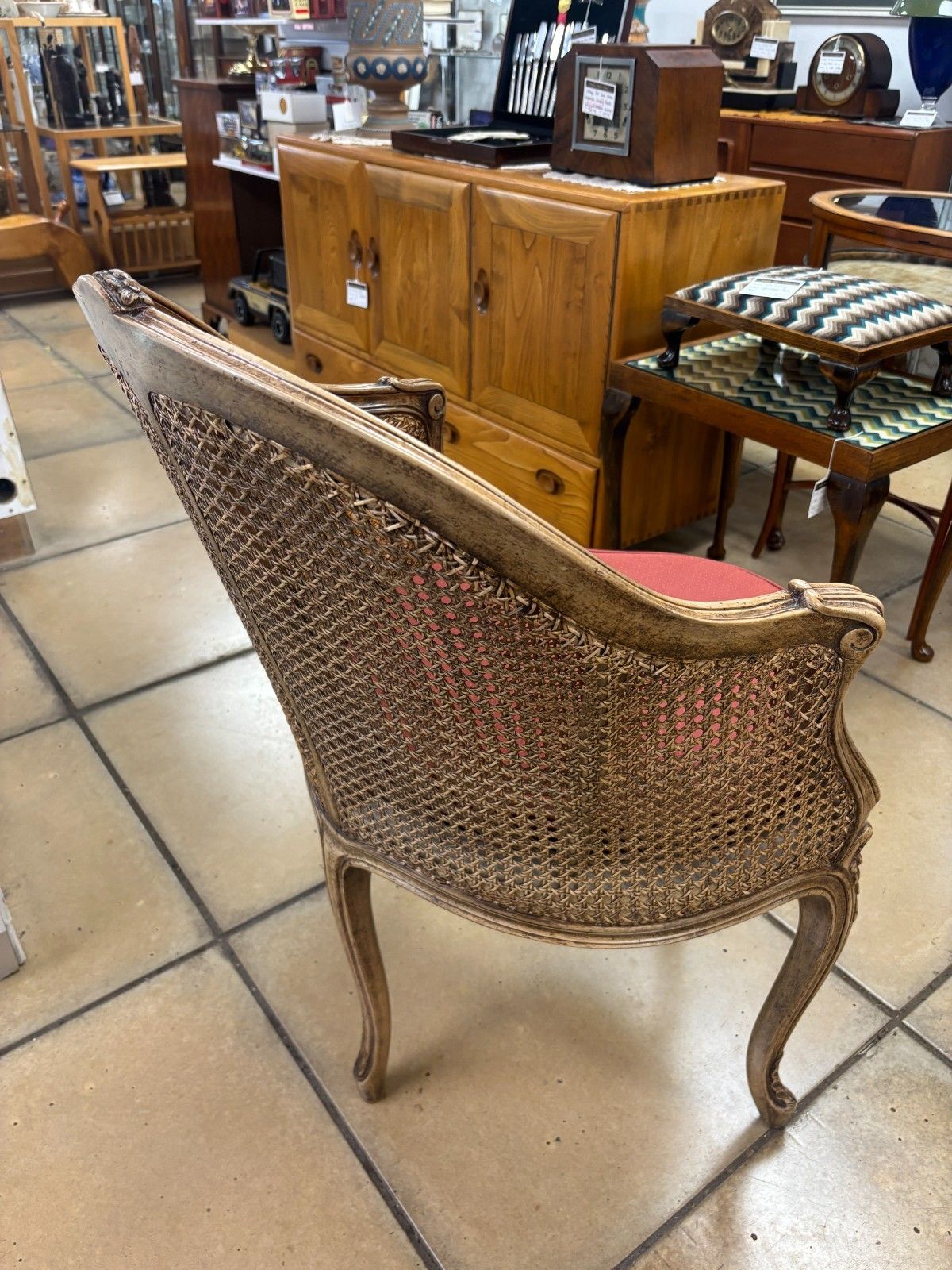 Antique French 19th Century Walnut & Cane Carved Corner Chair photo 395.0