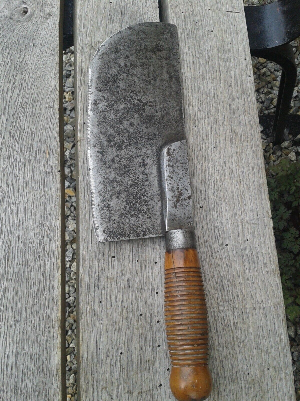 Vintage French Butchers Cleaver: Stainless Steel Kitchen Chopper, E.A. Mongin photo vinterior