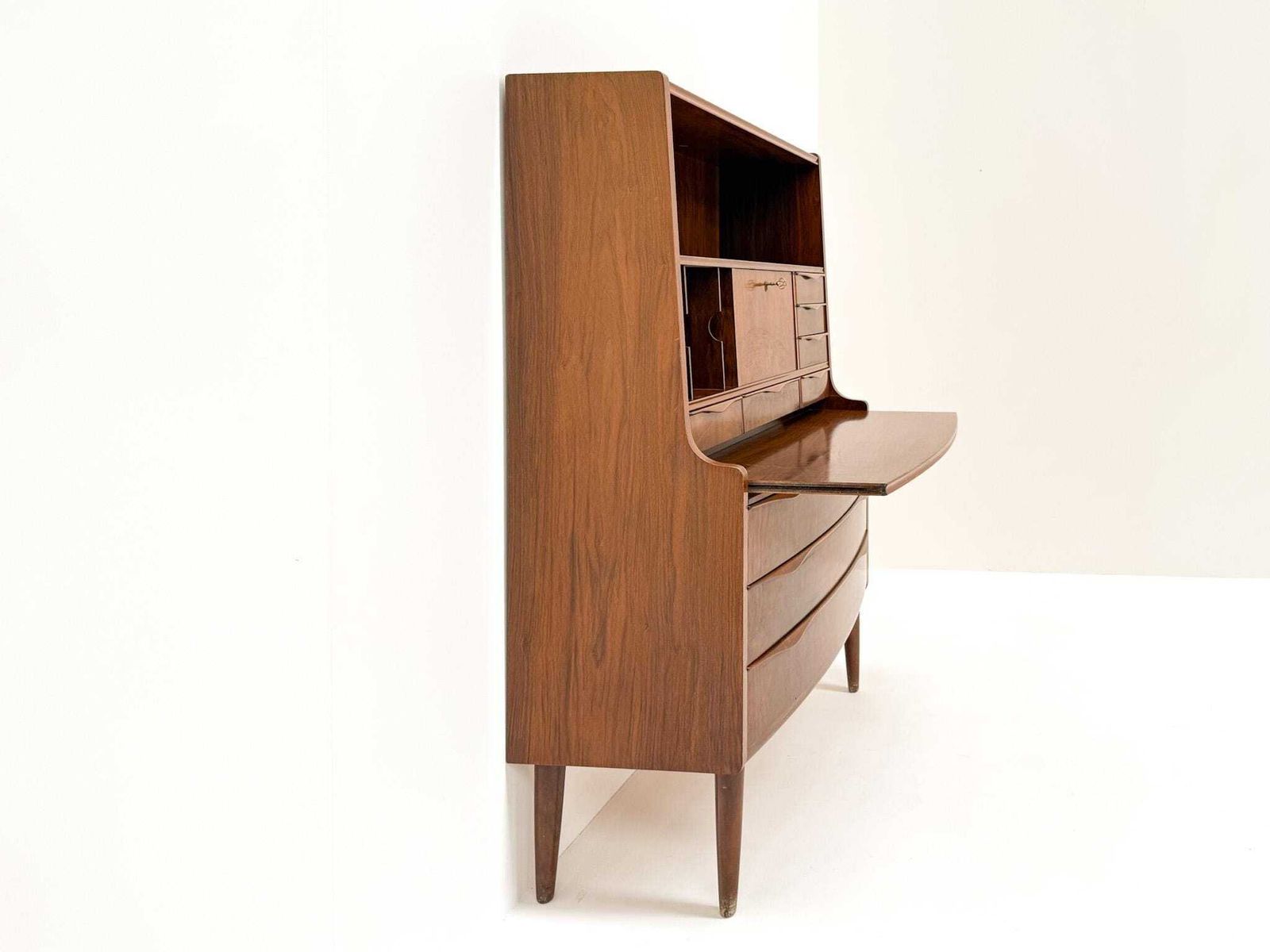 Erling Torvits Walnut Secretary Desk With Wave Front, Denmark, 1960s photo for sale