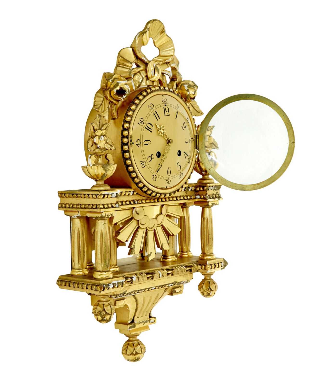 Swedish Rococo Revival Gilt Wall Clock By Westerstrand photo furniture