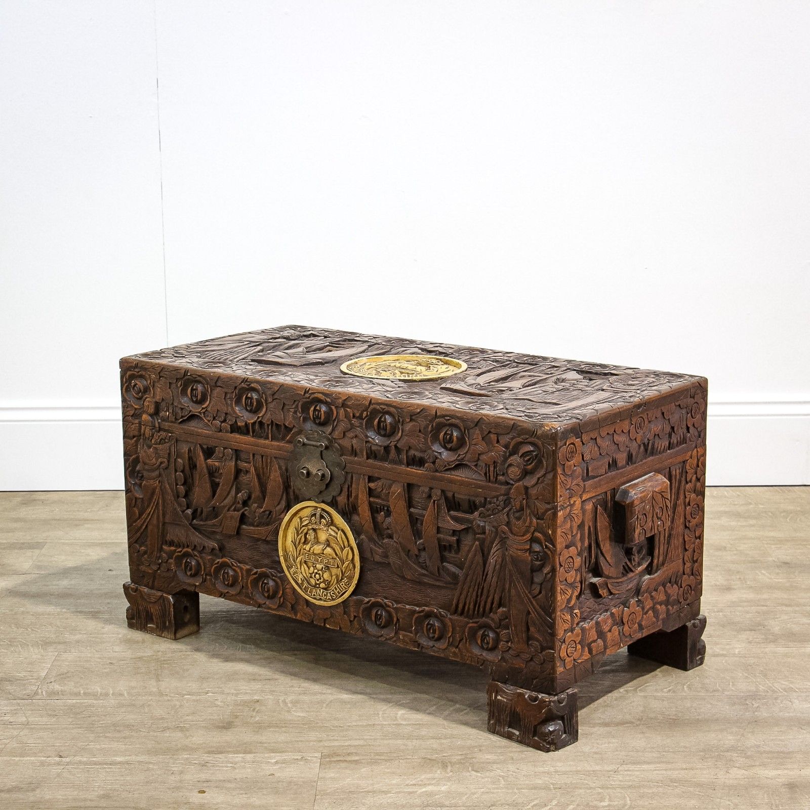 Camphorwood Oriental Chest With Regimental Roundels