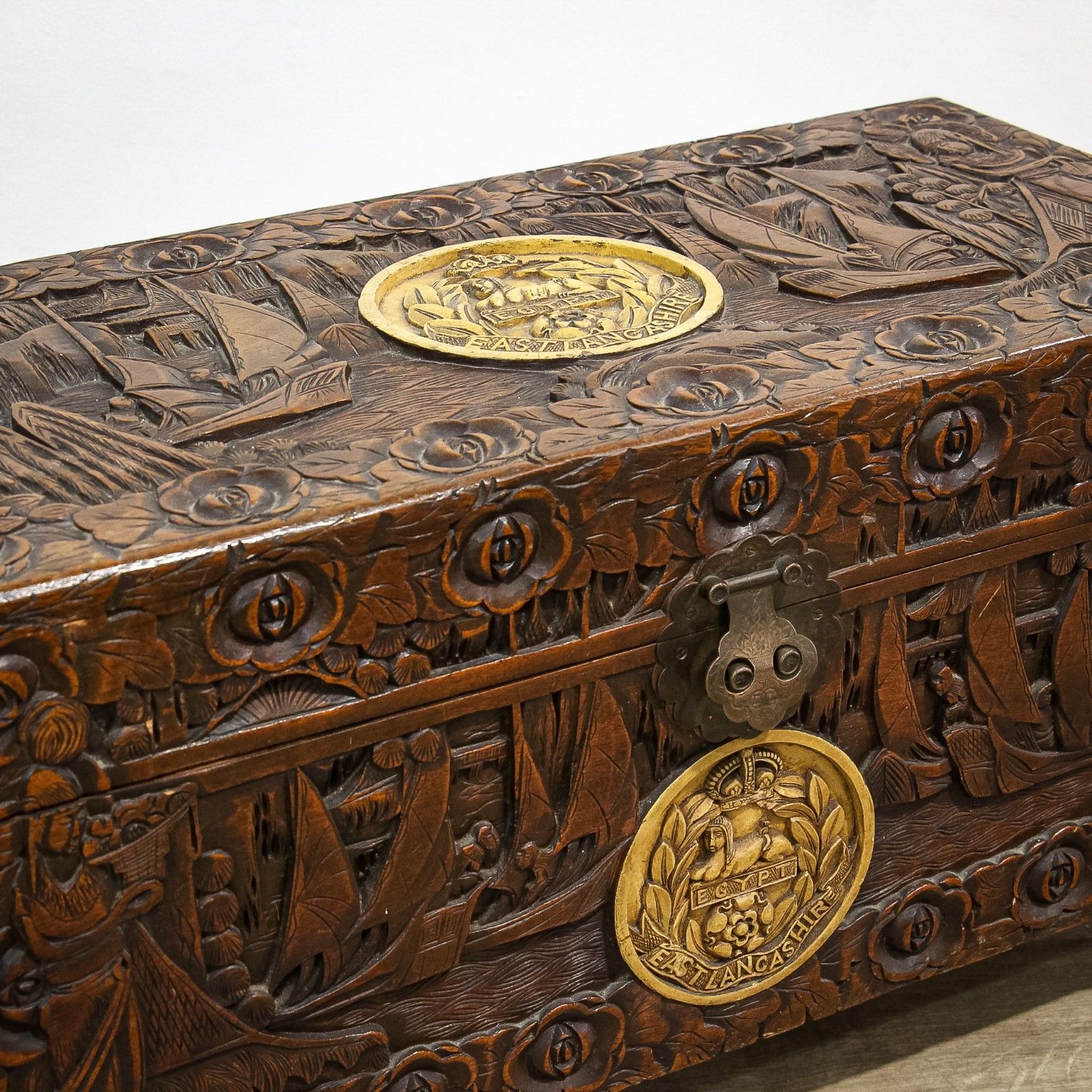 Furniture Camphorwood Oriental Chest With Regimental Roundels photo