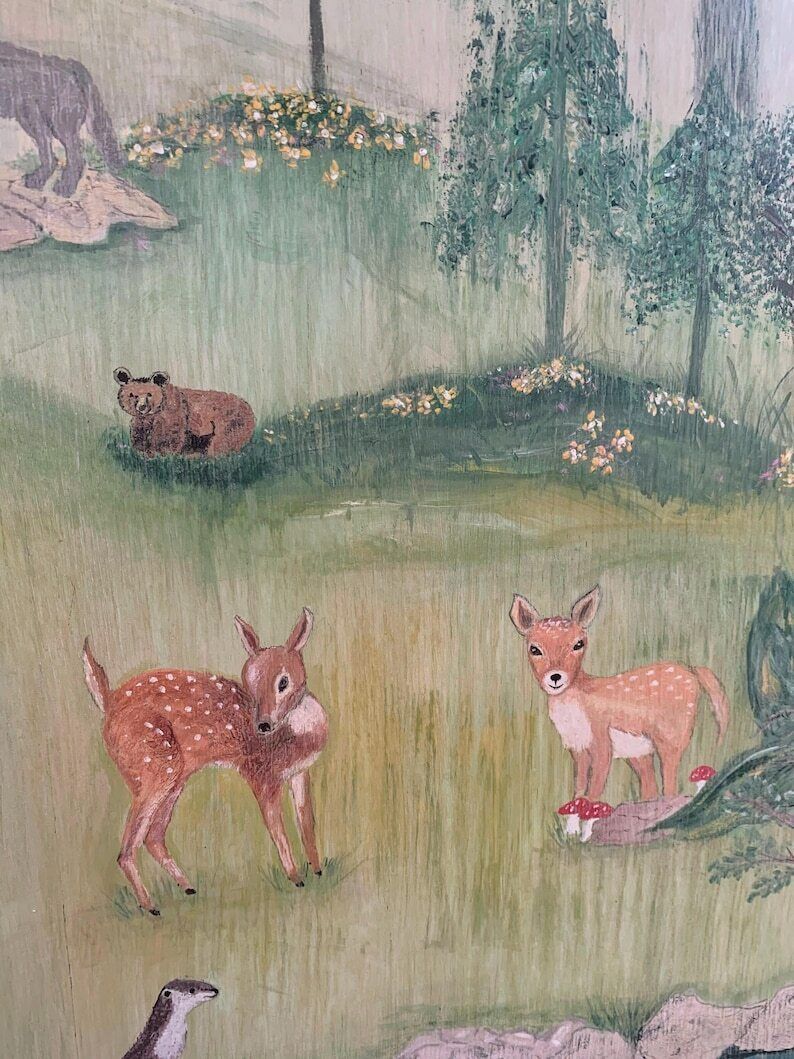 Handpainted Children's Nursery Woodland Animal Wildlife Tallboy Storage With Drawers photo Furniture