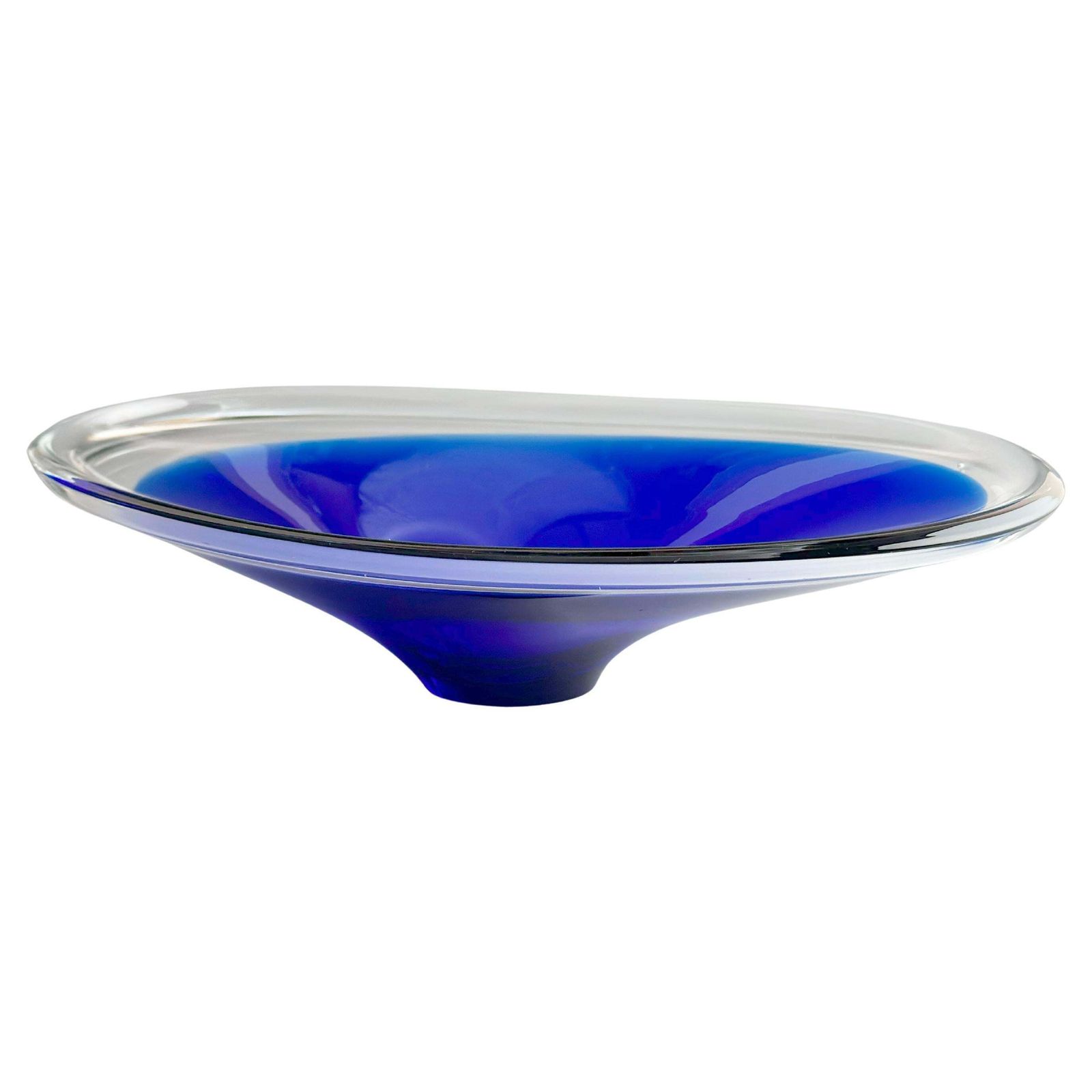 Cobalt Blue Mid Century Swedish Glass Centrepiece Bowl, 1960s